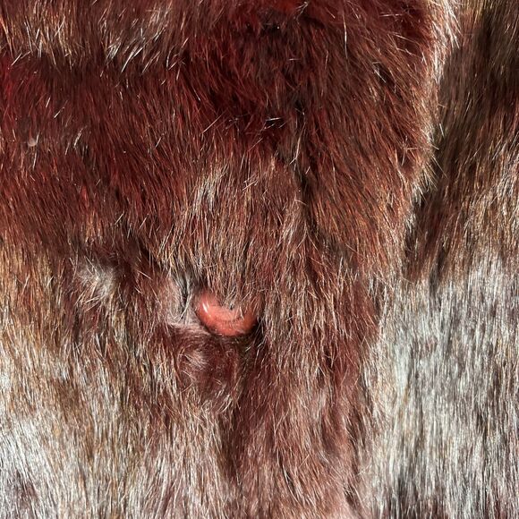 Vintage Women’s Dyed Burgundy Maroon Wine Rabbit Fur Coat Jacket Medium - Picture 5 of 11